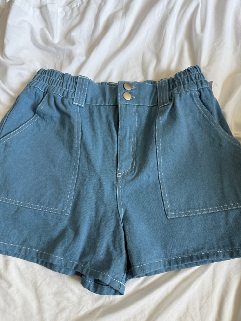 Tilly's Blue High-Waist Elastic Shorts